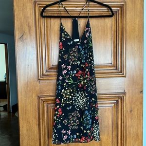 Black silk Alice & Olivia floral mini dress size Small